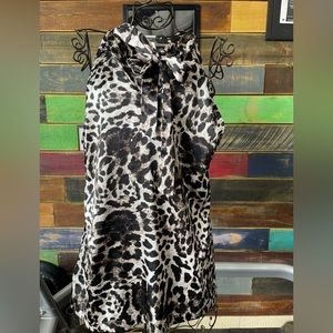 Super cute satiny leopard print sleeveless blouse